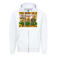 White Western Charolais Bull With Sunflowers Zipper Hoodie - LillyAllenDesigns