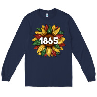 Navy juneteenth 1865 sunflower Long Sleeve Tee - Artiststas
