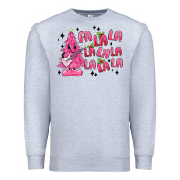Heather Grey pink christmas fa la la Premium Sweatshirt - MaliasSmallBusiness