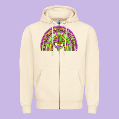 Mardi Gras Rainbow Zipper Hoodie Designed By Jasminsmagicworld