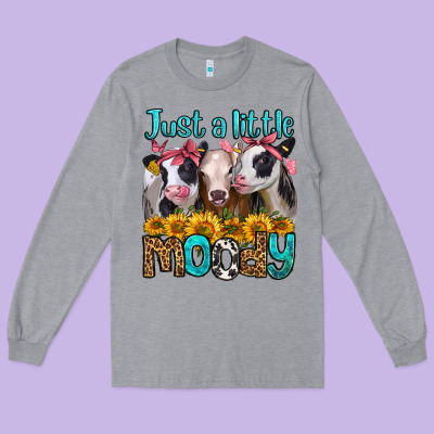 Just A Little Moody Heifers Long Sleeve Tee Designed By Jasminsmagicworld