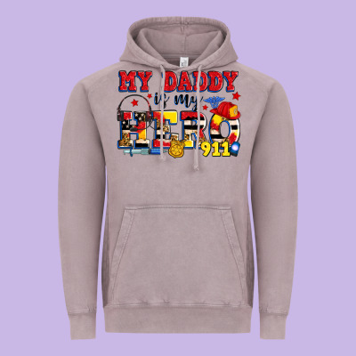 My Daddy Is My Hero Dispatcher Vintage Hoodie Designed By Zillion Design Studio