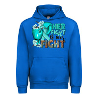 Cobalt Her fight is our fight Ovarian Cancer teal ribbon Urban Hoodie - NancyCooperArtShop