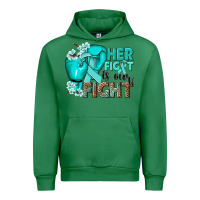 Emerald Her fight is our fight Ovarian Cancer teal ribbon Urban Hoodie - NancyCooperArtShop
