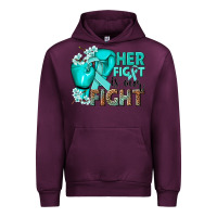 Mauve Wine Her fight is our fight Ovarian Cancer teal ribbon Urban Hoodie - NancyCooperArtShop