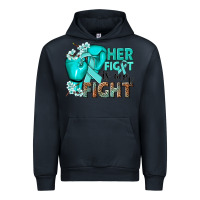 Navy Her fight is our fight Ovarian Cancer teal ribbon Urban Hoodie - NancyCooperArtShop