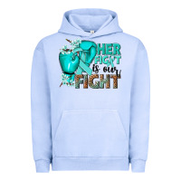 Pigment Grape Ice Her fight is our fight Ovarian Cancer teal ribbon Urban Hoodie - NancyCooperArtShop