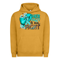 Pigment Peanut Butter Her fight is our fight Ovarian Cancer teal ribbon Urban Hoodie - NancyCooperArtShop