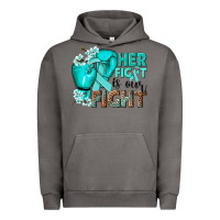 Pigment Tornado Her fight is our fight Ovarian Cancer teal ribbon Urban Hoodie - NancyCooperArtShop