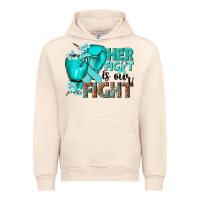 Sandshell Her fight is our fight Ovarian Cancer teal ribbon Urban Hoodie - NancyCooperArtShop