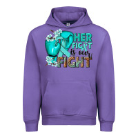 Tulip Her fight is our fight Ovarian Cancer teal ribbon Urban Hoodie - NancyCooperArtShop