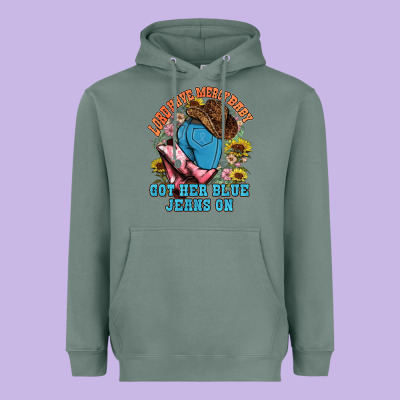 Lord Have Mercy Baby Got Her Blue Jeans On Heavyweight Hoodie Designed By Nancycooperartshop
