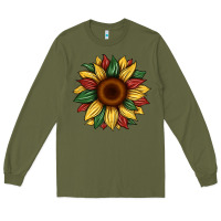 Army Green juneteenth sunflower Long Sleeve Tee - Artiststas