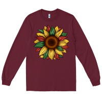 Burgundy juneteenth sunflower Long Sleeve Tee - Artiststas
