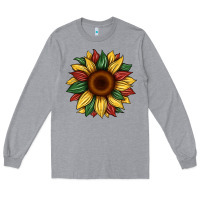 Heather Grey juneteenth sunflower Long Sleeve Tee - Artiststas