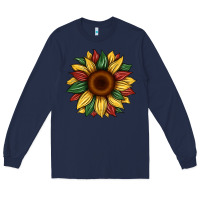 Navy juneteenth sunflower Long Sleeve Tee - Artiststas