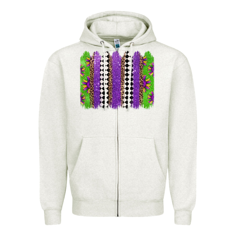Mardi Gras Brushstrokes Zipper Hoodie by Jasminsmagicworld | Teevron