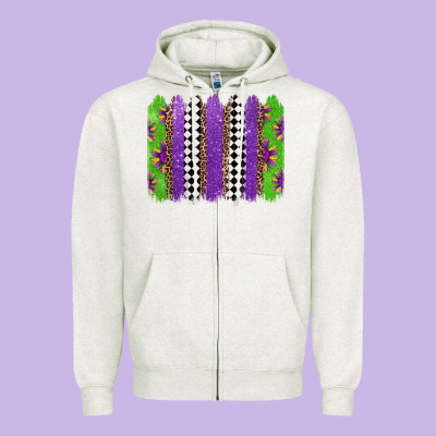 Mardi Gras Brushstrokes Zipper Hoodie Designed By Jasminsmagicworld