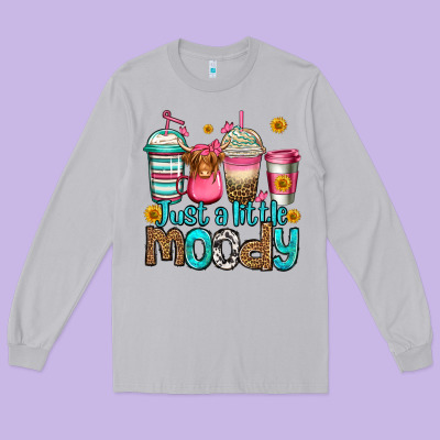 Just A Little Moody Coffee Cups Long Sleeve Tee Designed By Jasminsmagicworld