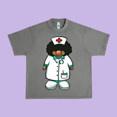 African Nurse Gnome Afro Hair Urban Heavy Tee Designed By Barkaloodesign