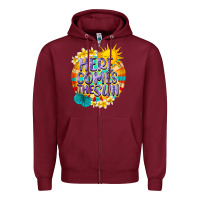 Burgundy Here comes the sun Zipper Hoodie - NancyCooperArtShop