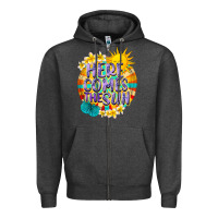 Charcoal Heather Here comes the sun Zipper Hoodie - NancyCooperArtShop