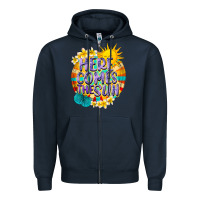 Navy Here comes the sun Zipper Hoodie - NancyCooperArtShop
