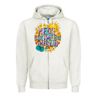 Oatmeal Heather Here comes the sun Zipper Hoodie - NancyCooperArtShop