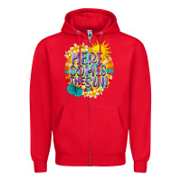 Red Here comes the sun Zipper Hoodie - NancyCooperArtShop