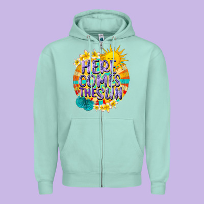 Here Comes The Sun Zipper Hoodie Designed By Nancycooperartshop