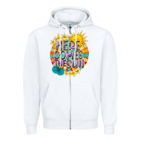 White Here comes the sun Zipper Hoodie - NancyCooperArtShop