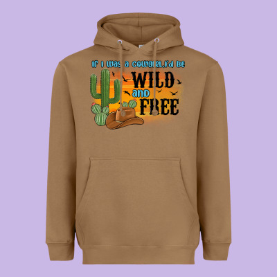 If I Was A Cowgirl I D Be Wild And Free Heavyweight Hoodie Designed By Maliassmallbusiness