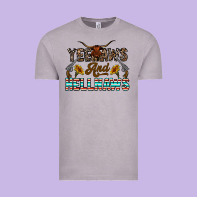 Yeehaws And Hellnaws Vintage Tee Designed By Cowhidedigitalart