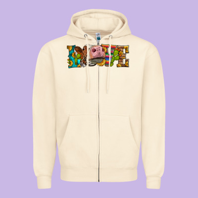 Western Love Simmental Cow Zipper Hoodie Designed By Lillyallendesigns