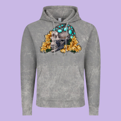 Skull With Sunflowers Vintage Hoodie Designed By Ranaportraitstore