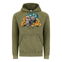 Vintage Olive skull with sunflowers Vintage Hoodie - RanaPortraitStore