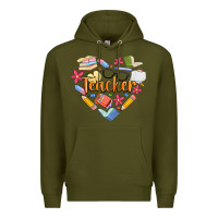 Army Green teacher heart Premium Hoodie - Artiststas