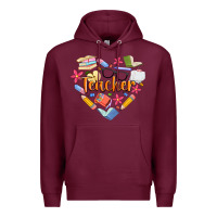 Burgundy teacher heart Premium Hoodie - Artiststas