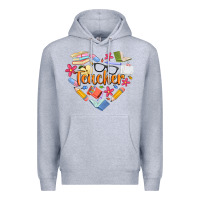 Heather Grey teacher heart Premium Hoodie - Artiststas