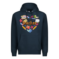 Navy teacher heart Premium Hoodie - Artiststas
