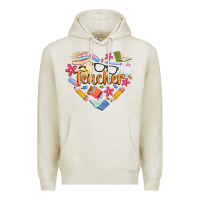 Oatmeal Heather teacher heart Premium Hoodie - Artiststas