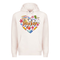 Pale Pink teacher heart Premium Hoodie - Artiststas