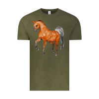 Vintage Olive horse Vintage Tee - FaDigitalArtStudio
