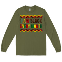 Army Green i am black every month Long Sleeve Tee - Artiststas