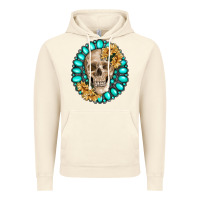 Vintage Artic skull with gemstone and sunflower Vintage Hoodie - RanaPortraitStore