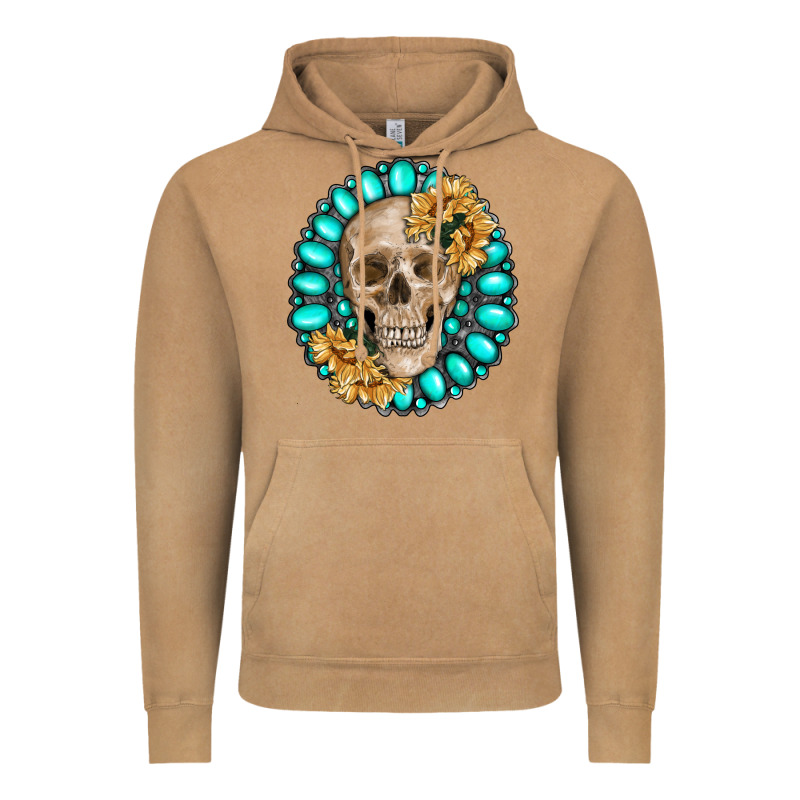 Skull With Gemstone And Sunflower Vintage Hoodie by RanaPortraitStore | Teevron