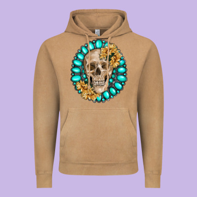Skull With Gemstone And Sunflower Vintage Hoodie Designed By Ranaportraitstore