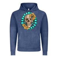 Vintage Denim skull with gemstone and sunflower Vintage Hoodie - RanaPortraitStore