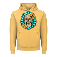 Vintage Mustard skull with gemstone and sunflower Vintage Hoodie - RanaPortraitStore
