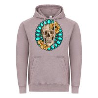 Vintage Zinc skull with gemstone and sunflower Vintage Hoodie - RanaPortraitStore